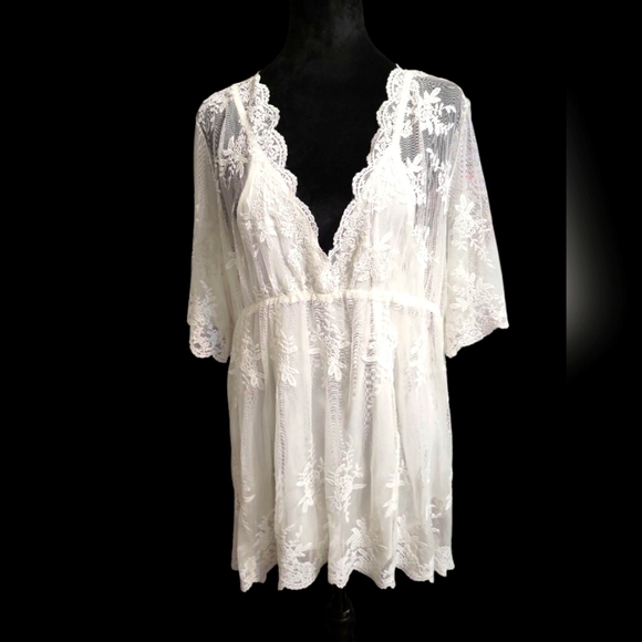 Entro large white Sheer lace Lined Tunic With Camisole NEW WITH TAGS - Picture 11 of 16